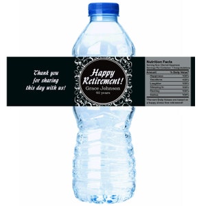 30 Retirement Ornate Water Bottle Labels