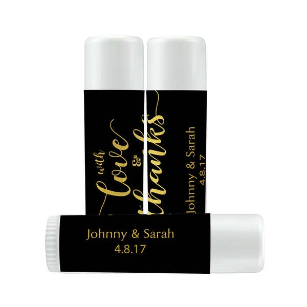 Lip Balm Labels - Personalized Lip Balm Labels -With Love and Thanks Labels - 1 Sheet of 12 Lip Balm Labels - Custom Lip Balm Labels