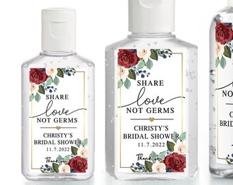 Purell 1oz /& 2oz Labels Hand Sanitizer Label Spread Love Personalized Wedding Favor Stickers HSL05