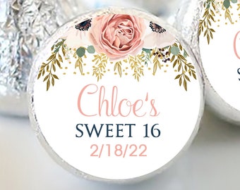 Sweet 16 Chocolate Stickers - Sweet 16 Chocolate Labels- Sweet 16 Candy Labels - Sweet 16 Favors - Sweet 16 Candy Stickers - Party Supplies