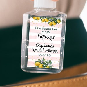 Lemon Hand Sanitizer Labels Rectangular Labels Rehearsal Bridal Shower Wedding Shower Lemon Labels image 1