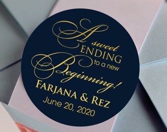 Personalized Wedding Favor Stickers | Custom Round Labels