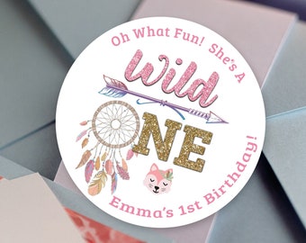 Set of 12 Plaid Bear Wild One Stickers Set of 12 Plaid Bear Wild One Stickers