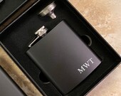 Engraved Flask Personalized Black Flask Groomsman Flask Best Man Flask Wedding Party Flask Bridal Party Flask Initials Flask