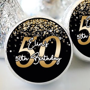 Personalized 50th Birthday Candy Stickers: 3/4&quot; Round Party Favors
