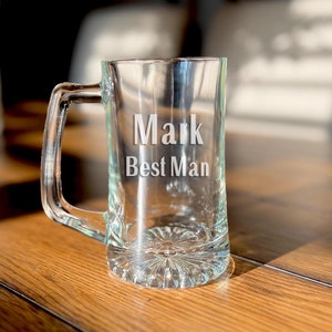 Engraved Beer Mug: Personalized Groomsman Gift, Sports Mug