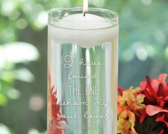 Personalized Floating Unity Candles - I have found the one whom my soul loves - Names and Date