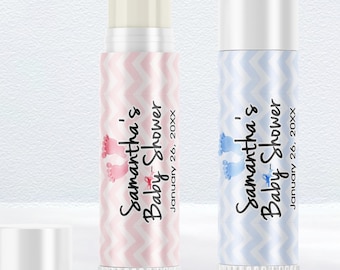 Personalized Baby Shower Lip Balm Labels – Chevron Baby Feet (1 Sheet of 12)