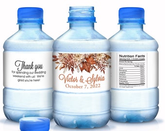 30 Personalized Water Bottle Labels -  Wedding Bottled Water Labels -Rustic Wedding - Fall Vintage Floral  - Wedding Décor