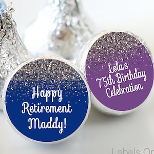 PRINTED 3/4&quot; Round Candy Stickers | Silver Sparkle Birthday Stickers | Round Labels | Candy Labels | 108 Stickers | variety of sizes
