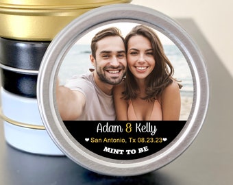 Personalized Photo Mint to Be Wedding Favor Tin Mints, Weddings, Rehearsal Dinner Favors, Available in Black, Gold, White or Silver Tins