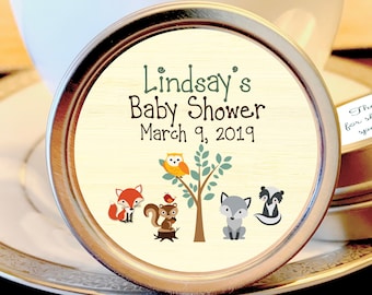 Woodlands Baby Shower Mint Tins - Baby Animals Woodlands - Baby Animals Favors - Baby Shower Favors - Woodlands Baby Shower Favors