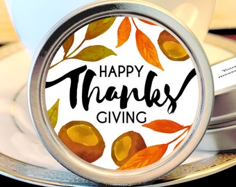 Thanksgiving Gift Ideas - 12 Thanksgiving Mint Tins  - Thanksgiving Favors - Thanksgiving Party Favors - Give Thanks - Happy Thanksgiving