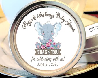 Personalized Elephant Baby Shower Mint Tins - Little Peanut Favors