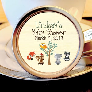 Woodlands Baby Shower Mint Tins - Baby Animals Woodlands - Baby Animals Favors - Baby Shower Favors - Woodlands Baby Shower Favors