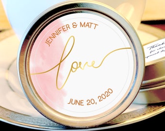 Set of 50 50 Personalized Metallic Foil Silver Metal Mint Tin With Solid Silver Metal Brushed Top