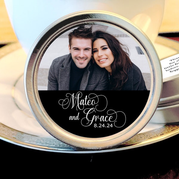 Mint Tin Wedding Favor | Mint to Be | Add Your Photo | Custom Text, Fonts & Colors | Choose from Empty, Candy or Mints Personalized Favors