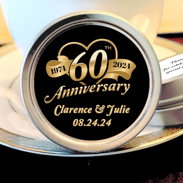 60th Anniversary Mint Tin Favors | 60th Anniversary Favors | 60th Anniversary Ideas | 60th Anniversary Mints | 60 Anniversary Decor