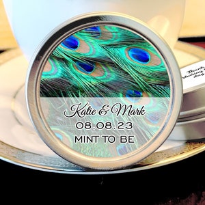 Personalized Peacock Themed Breathe Mints Wedding Favors - Tin Mints - Peacock Wedding Décor - Peacock Bridal Shower - Wedding Mints