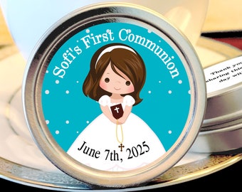 Personalized Communion Candy Tins | First Holy Communion Favors