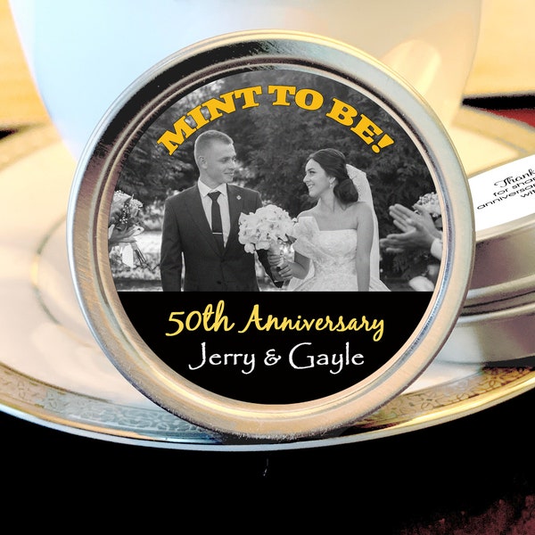 Custom Color 50th Anniversary Mint Tin Favors - Select the quantity you need below in the "Pricing & Quantity" option tab