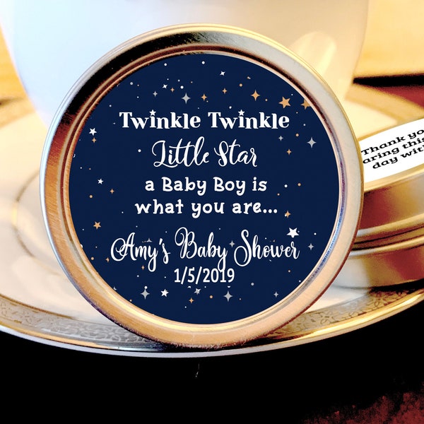 Twinkle Twinkle Little Star Baby Shower Favors - Twinkle Twinkle Little Star Favors - Silver Baby Shower Favors - Baby Shower Mints