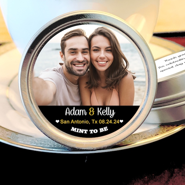 Photo Mint Tin Wedding Favors | Personalized With Your Wedding Colors | Candy or Mints | Bridal Shower Favors | Rehearsal Dinner Favors