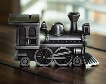Personalized Train Bank - Ring Bearer Gift - Child&#39;s Gift - Train - Will you be our Ring Bearer Train Bank - Pewter Train Bank