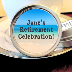 Personalized Beach Retirement Mint Tins: Retirement Favors