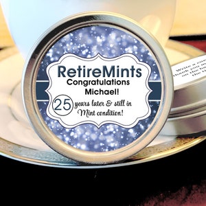 Retirement Mint Tins - RetireMints - Retirement Favors - Retirement Decor - Retirement Mints - Retired Mints - Retirement Ideas
