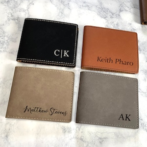 Cartera de hombre personalizada, cartera monograma, cartera delgada bifold de caballero, regalo de padrino, cartera personalizada, regalo para hombres, cartera de boda