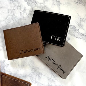 Cartera de hombre personalizada, cartera monograma, cartera delgada bifold de caballero, regalo de padrino, cartera personalizada, regalo para hombres, cartera de boda
