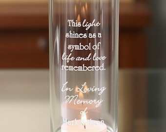 Personalized Memorial Vase – Floating Sympathy Candle, “This Light Shines”