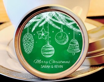 Happy Holidays Personalized Mint Favors - Holiday Mints - Christmas Mint Favors - Holiday Party Favors - Christmas Favors - Green