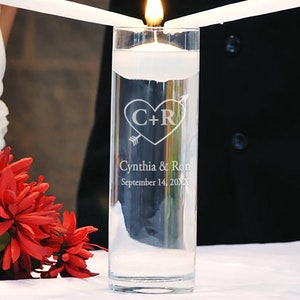 Personalized Unity Candle Vase – Carved Heart with Initials Wedding Ceremony Decor
