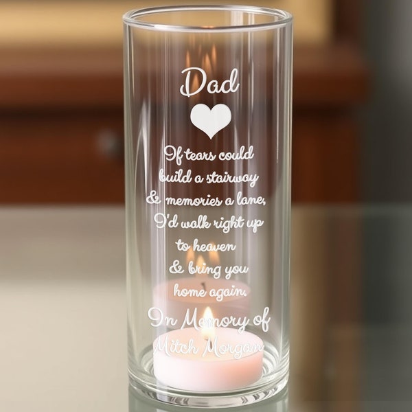 Engraved Memorial Candle Vase – Personalized Remembrance Cylinder