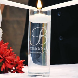 Personalized Unity Candle Vase – Engraved Monogram Wedding Ceremony Decor