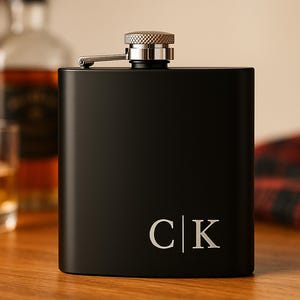 Personalized Black Flask | Custom Engraved Hip Flask Gift