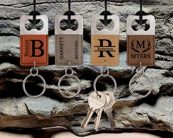 Personalized Leather Bottle Opener Keychain
