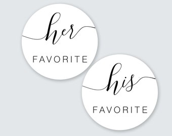 His Her Wedding Favor Stickers | His Her Favorite Sticker | His Her Favor Label | His Favorite | Her Favorite| His Her Favorite Stickers