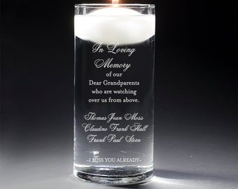 Personalized In Loving Memory Memorial Vase - Floating Wedding Memorial Candle - In Loving Memory of our Grandparents