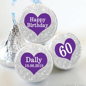 Printed 3/4&quot; Round Birthday Candy Stickers  | Add Your Text, Colors and Fonts | Birthday, Milestone | 108 Stickers | more sizes available