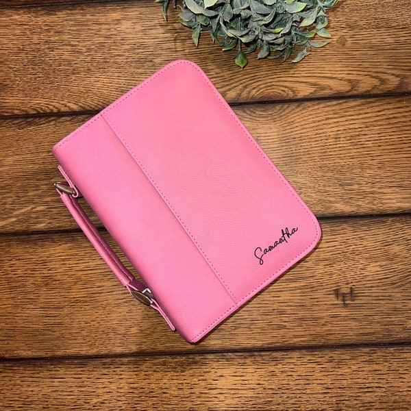 Personalized Pink Bible Cover, Engraved Bible Cover, Engraved Religious Gift, Christian Gifts, Bible Case, Faux Leather