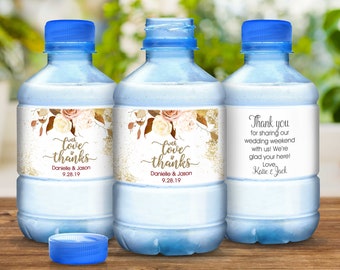 30 With Love and Thanks Fall Wedding Waterproof Water Bottle Labels Wedding Favors