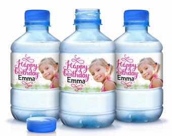 Birthday Photo Water Bottle Labels, Custom Birthday Stickers -  Photo Birthday Stickers - Bottle Stickers - Bottle Wraps