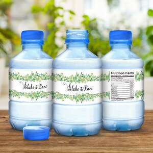 Printed Water Bottle Labels | Eucalyptus Garland | Waterproof, Smudge proof, Peel and Stick | Wedding, Bridal Shower, Birthday | 30 Labels