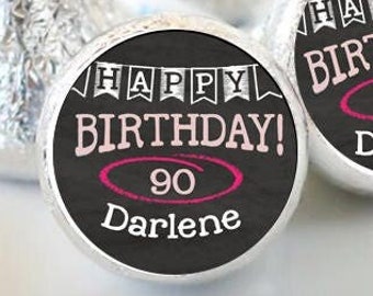 PRINTED 3/4" Round Candy Stickers | Happy Birthday Stickers - Birthday Banner Favors | 108 Stickers