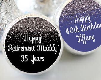 PRINTED 3/4" Round Candy Stickers | Silver Sparkle Birthday Stickers | Round Labels | Candy Labels | 108 Stickers | variety of sizes