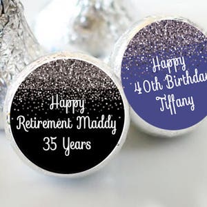 PRINTED 3/4" Round Candy Stickers | Silver Sparkle Birthday Stickers | Round Labels | Candy Labels | 108 Stickers | variety of sizes