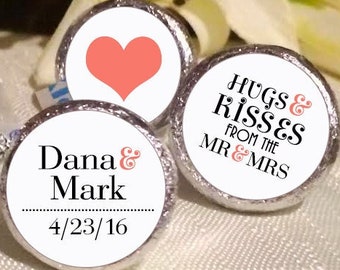 PRINTED 3/4" Round Candy Stickers | Personalized Mr and Mrs Candy Stickers | Round Candy Labels | Bridal Shower, Wedding, 108 Stickers